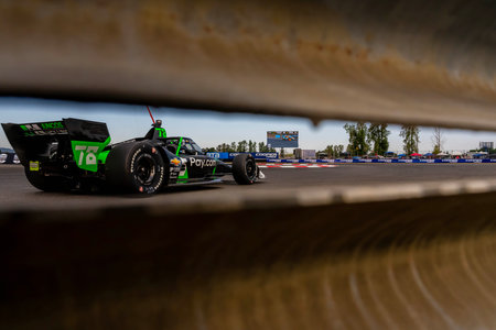 INDYCAR Series driver, AGUSTIN HUGO CANAPINO (R) (78) of Arrecifes, Argentina, travels through the turns during a practice session for the Bitnile.com Grand Prix of Portland at Portland International Raceway in Portland OR.のeditorial素材
