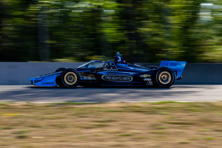 INDYCAR Series driver, SCOTT MCLAUGHLIN (3) of Christchurch, New Zealand, travels through the backstretch during the last practice session for the Bitnile.com Grand Prix of Portland at Portland International Raceway in Portland OR.のeditorial素材