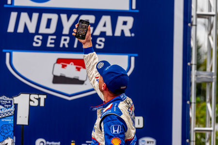 INDYCAR Series driver, ALEX PALOU (10) of Barcelona, Spain, wins the Bitnile.com Grand Prix of Portland and clinches the championship at Portland International Raceway in Portland, OR.のeditorial素材