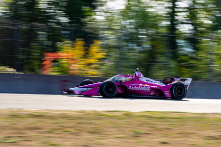 INDYCAR Series driver, KYLE KIRKWOOD (27) of Jupiter, Florida, travels through the backstretch during the last practice session for the Bitnile.com Grand Prix of Portland at Portland International Raceway in Portland OR.のeditorial素材