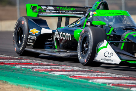 INDYCAR Series driver, CALLUM ILOTT (77) of Cambridge, Cambridgeshire, England, travels through the turns during a practice session for the Firestone Grand Prix of Monterey at WeatherTech Raceway Laguna Seca in Monterey CA.のeditorial素材