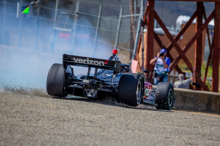INDYCAR NXT by Firestone Series driver, WILL POWER (12) of Toowoomba, Australia, brings out the caution during practice for the Firestone Grand Prix of Monterey at WeatherTech Raceway Laguna Seca in Monterey CA.のeditorial素材