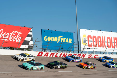 NASCAR Cup Driver, AJ Allmendinger (16) races for position for the Cook Out Southern 500 at the Darlington Raceway in Darlington SC.のeditorial素材