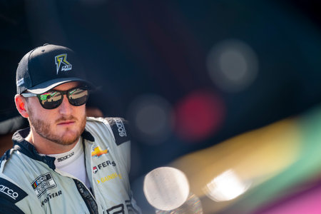 NASCAR Cup Series Driver Ty Dillon (77) takes to the track to practice for the Hollywood Casino 400 at the Kansas Speedway in Kansas City KS.のeditorial素材