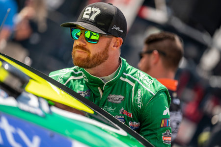 NASCAR Xfinity Series Driver Jeb Burton (27) takes to the track for the Food City 300 at the Bristol Motor Speedway in Bristol TN.のeditorial素材
