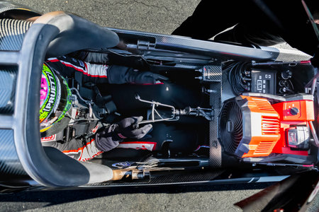 Sep 24, 2023-Concord, NC:  NHRA Top Fuel Dragster Series driver, Leah Pruett, prepares to make a run during the Betway Carolina Nationals.のeditorial素材