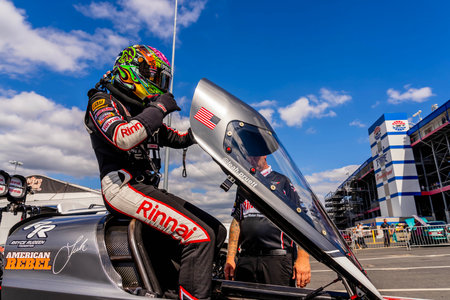 Sep 24, 2023-Concord, NC:  NHRA Top Fuel Dragster Series driver, Leah Pruett, prepares to make a run during the Betway Carolina Nationals.のeditorial素材