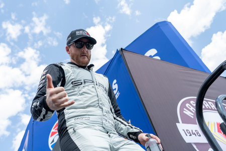 NASCAR Cup Series Driver Ty Dillon (77) gets introduced for the Autotrader EchoPark Automotive 400 at the Texas Motor Speedway in Fort Worth TX.のeditorial素材