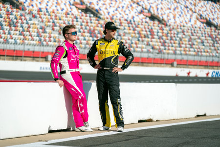 NASCAR XFINITY Driver Josh Bilicki (07) and Stephan Parsons (08) walks pit road before practice for...