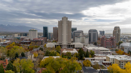 Aerial view of the Mormon Church Office Building, which is home to the Church of Jesus Christ of Latter-day Saints.のeditorial素材