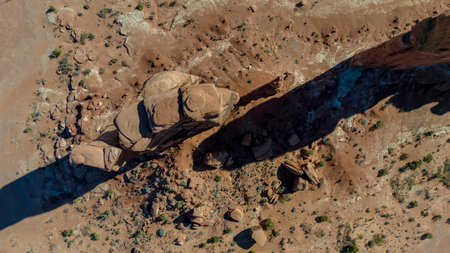 Aerial photography of Utah's mesmerizing rock formations captures the breathtaking geological wonders of the state.の写真素材