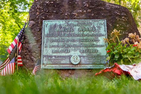Samuel Adams' final resting place in Boston, MA, echoes with historical significance. A patriot and Declaration signer, his grave symbolizes revolutionary spirit in a hallowed corner of America's past.のeditorial素材
