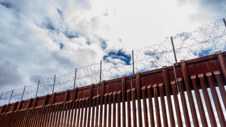 Jacumba Hot Springs border wall in California fortifies the US-Mexico boundary, addressing security concerns and managing immigration in the regionの写真素材