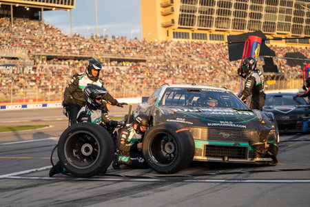Chris Buescher races for position for the Ambetter Health 400 in Hampton, GA, USA.のeditorial素材