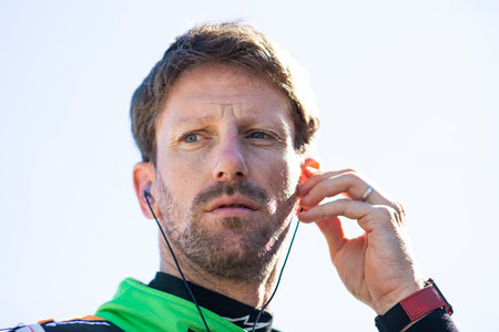 ROMAIN GROSJEAN (77) of Geneva, Switzerland suits up on pit road prior to a run during the Sebring...