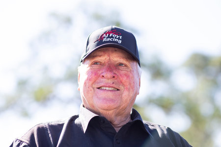 A.J. Foyt watches from pit road during the Sebring Open Test at Sebring International Raceway in Sebring FL.のeditorial素材