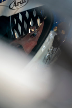 Derek Kraus waits for practice to begin for the Shiners Children's 500 in Avondale, AZ, USA.