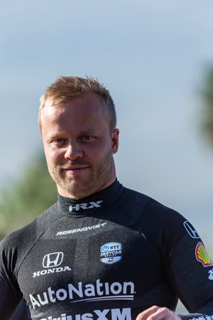 Felix Rosenqvist (60) of Varnamo, Sweden prepares for the Inaugural Thermal Club $1 Million Challenge at The Thermal Club in Thermal, CA.のeditorial素材