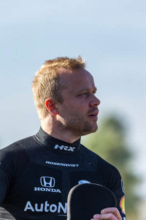 Felix Rosenqvist (60) of Varnamo, Sweden prepares for the Inaugural Thermal Club $1 Million Challenge at The Thermal Club in Thermal, CA.のeditorial素材