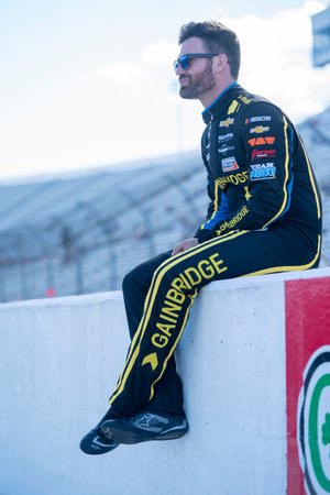 Corey LaJoie takes to the track to practice for the Cook Out 400 in Martinsville, VA, USA.