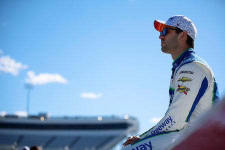 NASCAR Cup Series driver, Daniel Suarez gets ready to practice for the Cook Out 400 in Martinsville,...