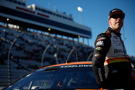 NASCAR Cup Series driver, Brad Keselowski gets ready to practice for the Cook Out 400 in Martinsville, VA, USA.のeditorial素材