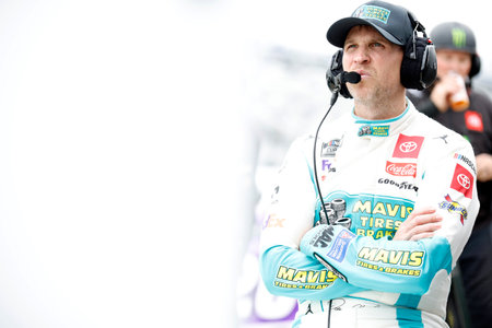Denny Hamlin gets ready to practice for the WÃ¼rth 400 in Dover, DE, USA.