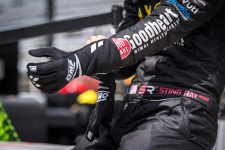 STING RAY ROBB (41) of Payette, Idaho prepares to practice for the 108th Running of the Indianapolis 500 at the Indianapolis Motor Speedway in Speedway, IN.のeditorial素材