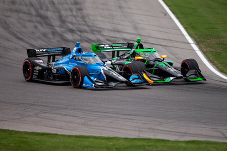 ROMAIN GROSJEAN (77) of Geneva, Switzerland drives on track during the Children's of Alabama Indy Grand Prix  at the Barber Motorsports Park in Birmingham  AL.のeditorial素材