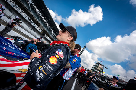 SANTINO FERRUCCI (14) of Woodbury, Connecticut prepares to qualify for the 108th Running of the Indianapolis 500 at the Indianapolis Motor Speedway in Speedway, IN.のeditorial素材