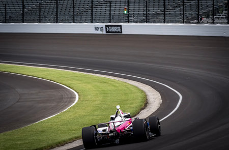 Felix Rosenqvist (60) of Varnamo, Sweden comes into turn 1 during a practice for the 108th Running of the Indianapolis 500 at the Indianapolis Motor Speedway in Speedway, IN.のeditorial素材