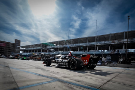 SANTINO FERRUCCI (14) of Woodbury, Connecticut prepares to practice for the Detroit Grand Prix on the Streets of Detroit in Detroit, MI.のeditorial素材