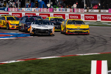 NASCAR Cup Series driver, AJ ALLMENDINGER (16) of Los Gatos, CA, races through the turns during the Bank of America ROVAL 400 at Charlotte Motor Speedway Road Course in Concord, NC.のeditorial素材