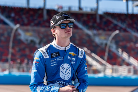 NASCAR Xfinity Series driver, JESSE LOVE (2), prepares to qualify for the GOVX 200 at Phoenix Raceway in Avondale, AZ.のeditorial素材