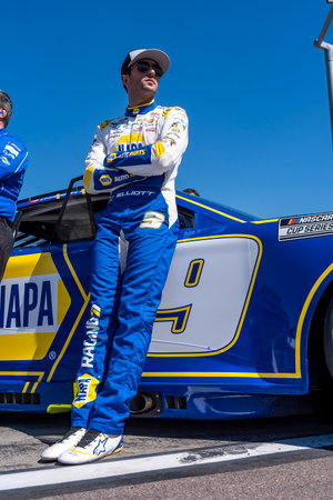 NASCAR Cup Series driver, CHASE ELLIOTT (9) of Dawsonville, GA, prepares to qualify for the Shriners Children's 500 at Phoenix Raceway in Avondale, AZ.のeditorial素材