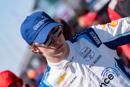 DAVID MALUKAS (4) (USA) of Chicago, IL, prepares to qualify for the fast twelve during the 109th Running of the Indianapolis 500 at Indianapolis Motor Speedway in Speedway, IN.のeditorial素材