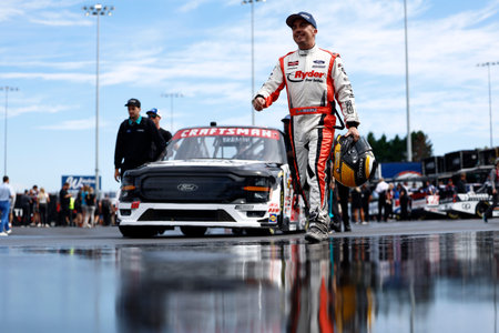 North Wilkesboro, NC USA - May 17, 2025:Frankie Muniz (33) gets ready for the Window World 250 in North Wilkesboro, NC.のeditorial素材