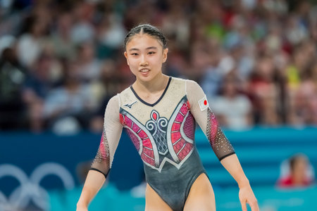 RINA KISHI (JPN) of Japan, competes in the Artistic Gymnastics Women's All-Around Final at the Bercy Arena during the 2024 Paris Summer Olympics in Paris, France.のeditorial素材