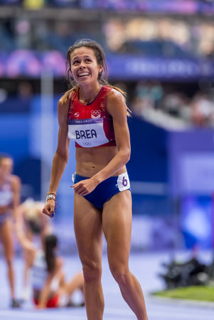 Joselyn Daniely Brea (VEN) of United States, competes in the Women's Women's 5000m Round 1 at the Stade de France Stadium during the 2024 Paris Summer Olympics in Paris, France.のeditorial素材
