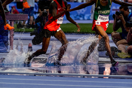 ABRAHAM KIBIWOT (KEN) of Kenya, competes in the Men's 3000m Steeplechase Round 1 at the Stade de...