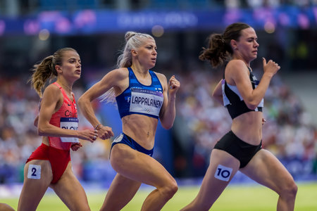 SARA LAPPALAINEN (FIN) of Finland, competes in the Women's 1500m Round 1 at the Stade de France...