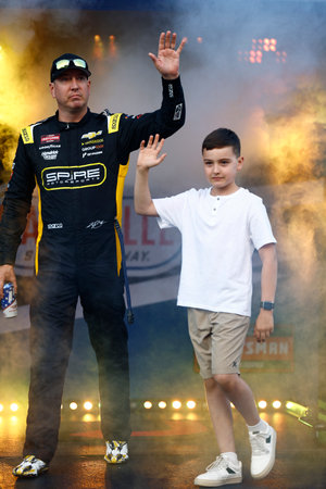 KYLE BUSCH (07) of Las Vegas, NV gets ready for the Rackley Roofing 200 in Nashville, TN.のeditorial素材