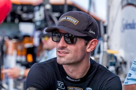 INDYCAR Series driver, ALEXANDER ROSSI (20) (USA) of Nevada City, CA, qualifies for the Snap-On Milwaukee Mile 250 at The Milwaukee Mile At The Wisconsin State Fair Park in WEST ALLIS, WI.のeditorial素材