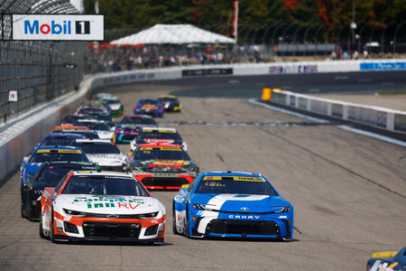AUSTIN DILLON (3) of Welcome, NC races off turn four during the Mobil 1 301 in Loudon, NH.