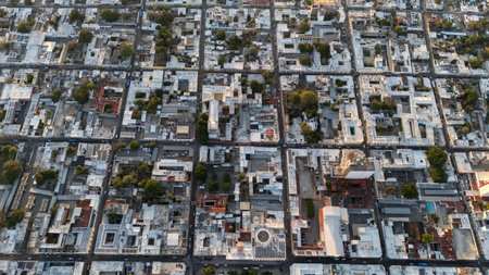 An aerial view of Merida, Yucatan, showcases its vibrant streets, colonial charm, and lush greenery. Known for safety and high quality of life, the city thrives as a top place to live, invest, and visit.のeditorial素材