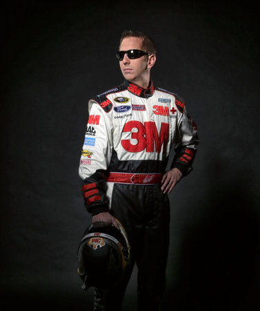 Mooresville, NC, Jan 15, 2014: NASCAR driver Greg Biffle poses for his preseason studio shoot, preparing for the upcoming racing season with focus, professionalism, and determination.のeditorial素材