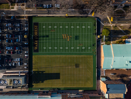 Aerial view of Wake Forest Universityâ€™s Reynolda Campus in Winston-Salem, showcasing historic...
