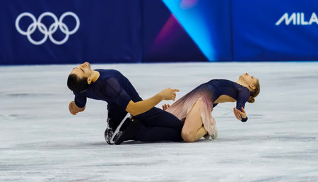 Minerva Fabienne Hase and Nikita Volodin of Germany perform during the Figure Skating Pair Skating Free Skating Finals at the Milano Ice Skating Arena during the 2026 Milano Cortina Winter Olympics in Milan, Italy.のeditorial素材
