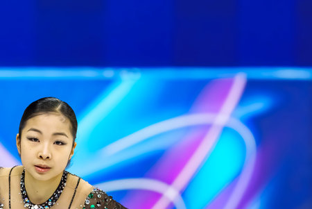 Ruiyang Zhang (4) of the People's Republic of China performs during the Figure Skating Women:  Single Skating:  Short Program at the Milano MSK Competition Rink in MILAN, Italy during the 2026 Milano Cortina Winter Olympics.  Ruiyang Zhang places 20th andのeditorial素材