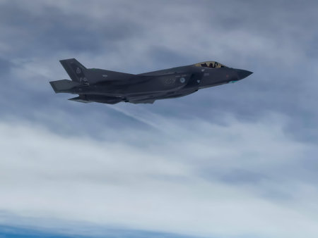 An F-35 escorts a KLM flight carrying Team Netherlands home from the Milano Cortina 2026 Winter...